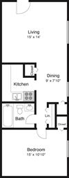 1 bedroom apartment floor plan